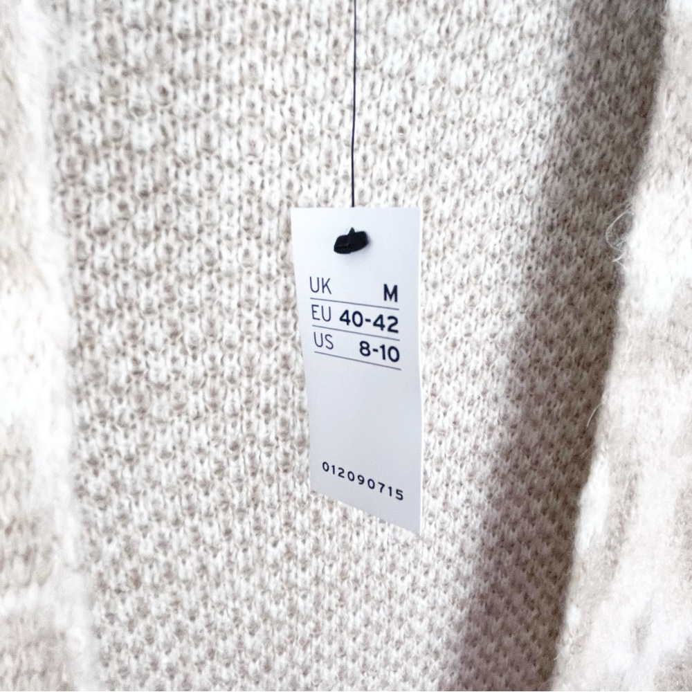 TOP SHOP Cream Tan Wool Blend Leopard Print Longline Open Front Cardigan 8/10 - Picture 5 of 9